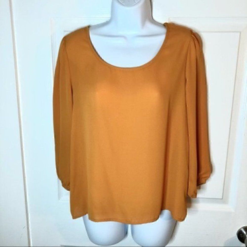 Brenda’s Button Back Blouse Mustard Yellow S - Picture 7 of 9